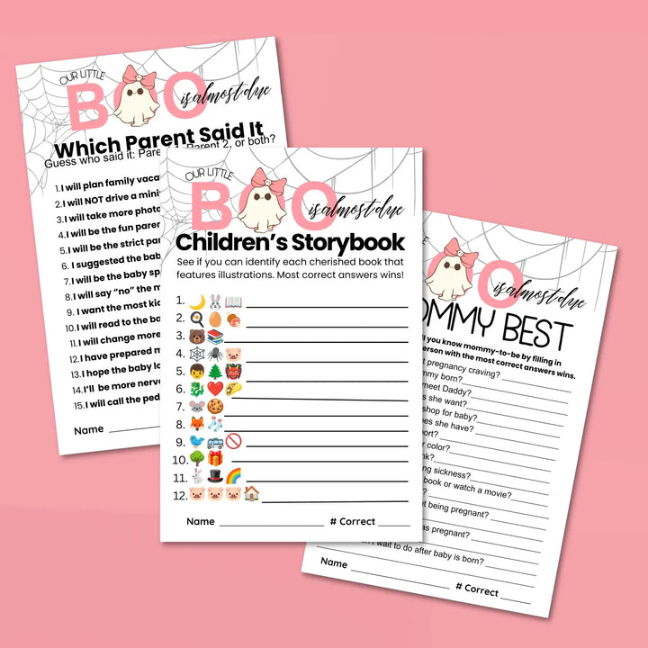 Our little boo baby shower games bundle – instant download printable activities halloween coed celebration fun &