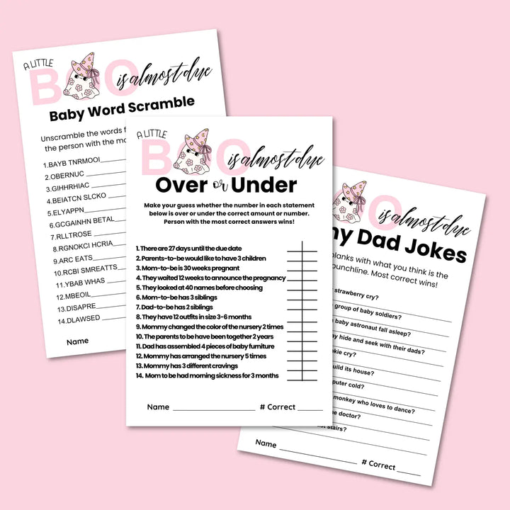A little boo baby shower games bundle – instant download printable activities halloween coed celebration fun & keepsake