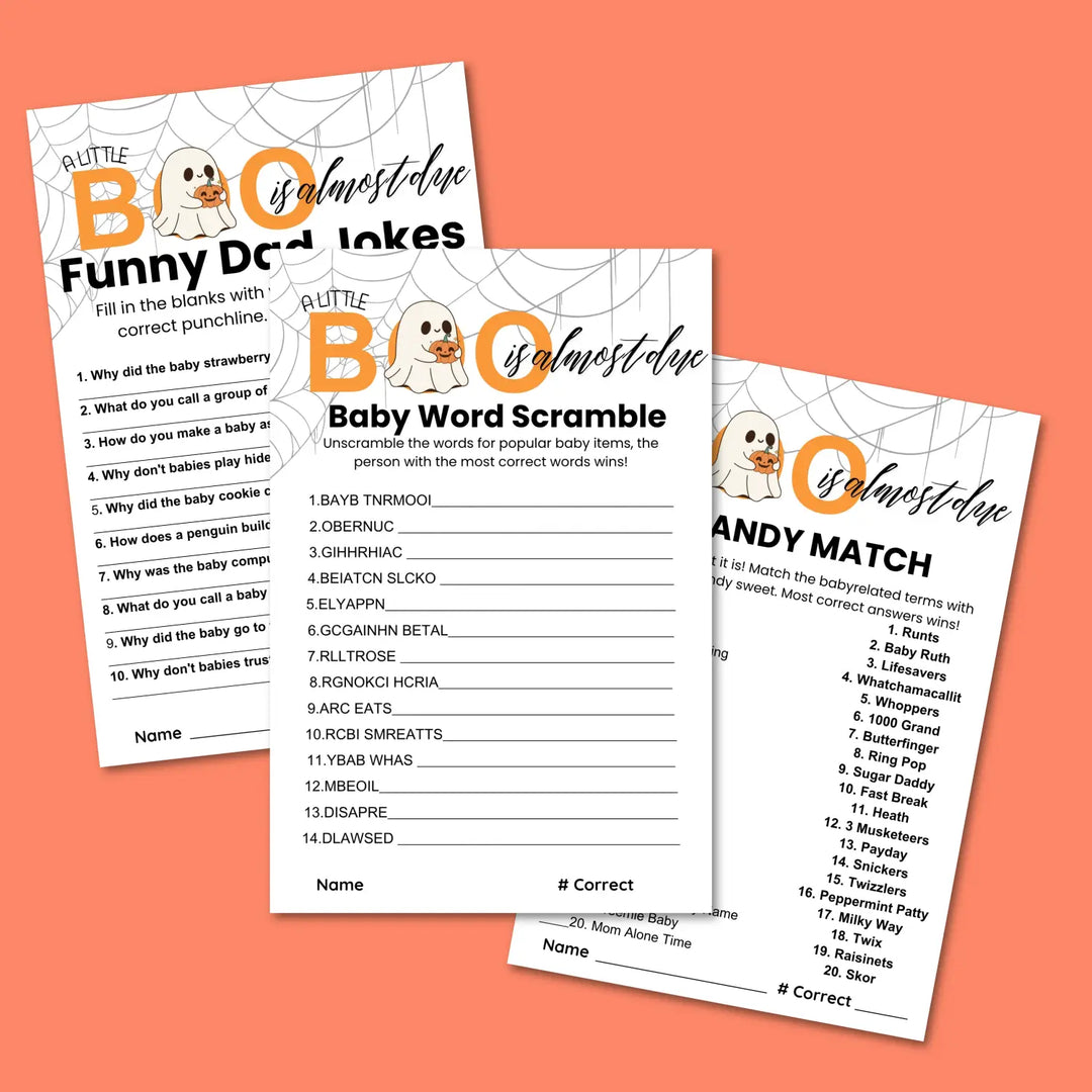 A little boo baby shower games bundle – instant download printable activities halloween gender reveal & coed