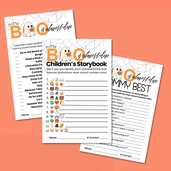 A little boo baby shower games bundle – instant download printable activities halloween gender reveal & coed