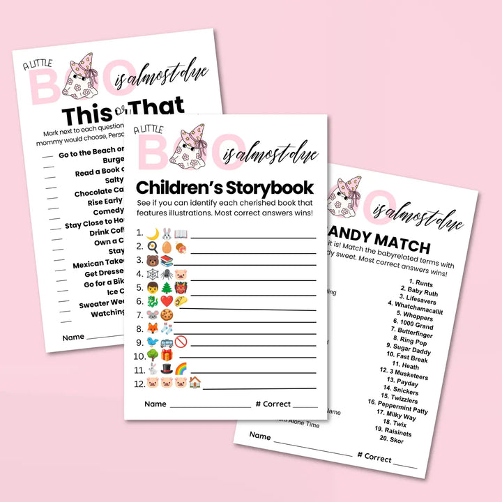 A little boo baby shower games bundle – instant download printable activities halloween coed celebration fun & keepsake