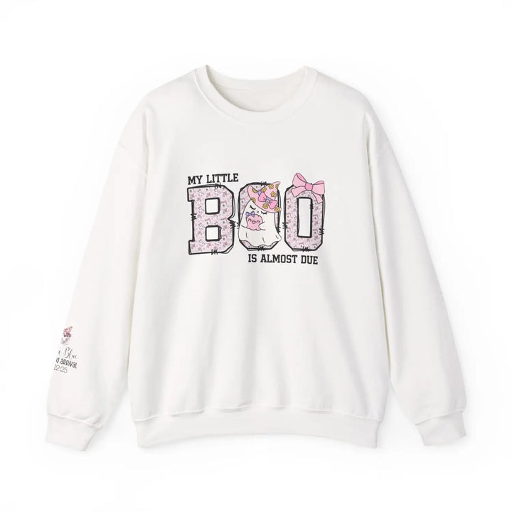 My little boo pregnancy sweatshirt maternity gift baby shower apparel cute mama halloween announcement pink - white / s