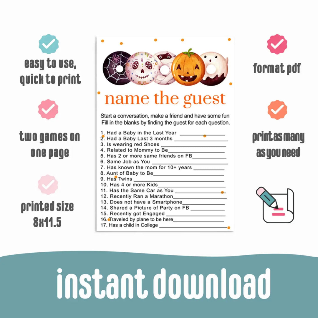 A Little Pumpkin Baby Shower Find the Guest Game Printable Digital Download Halloween - Paper Clever Party