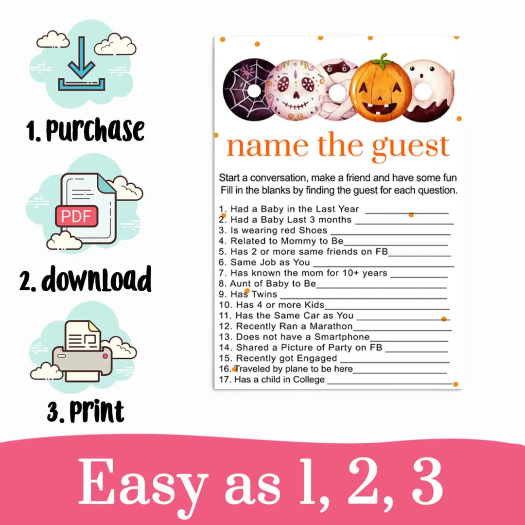 A Little Pumpkin Baby Shower Find the Guest Game Printable Digital Download Halloween - Paper Clever Party