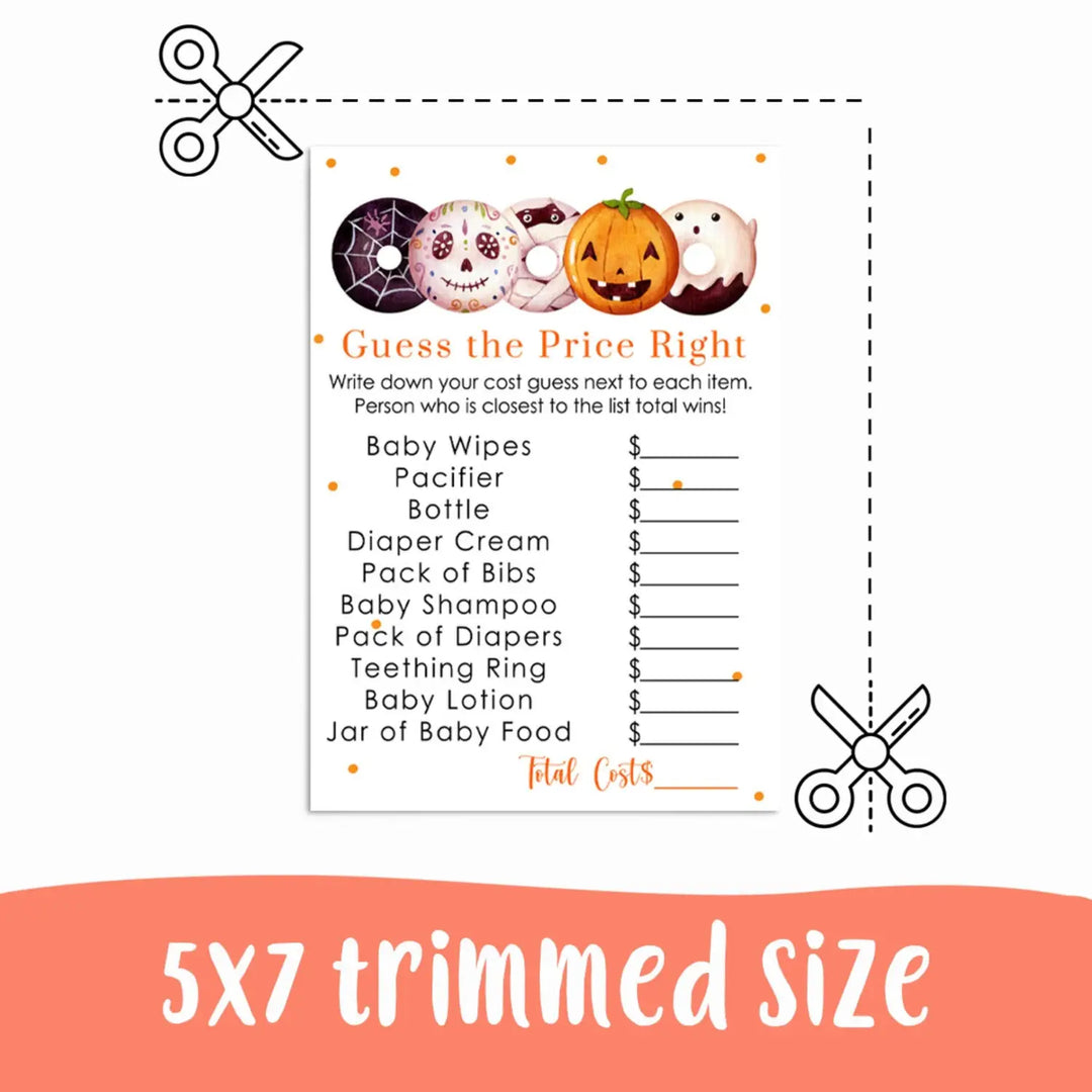 A Little Pumpkin Baby Shower Guess the Price is Right Game Halloween Printable - Paper Clever Party