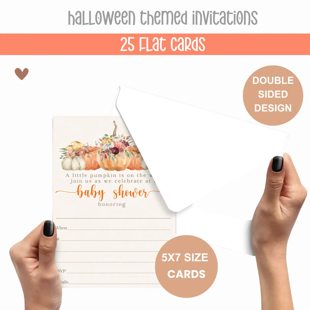 Our Little Pumpkin Baby Shower Invites - Gender Neutral, 5x7 - Paper Clever Party