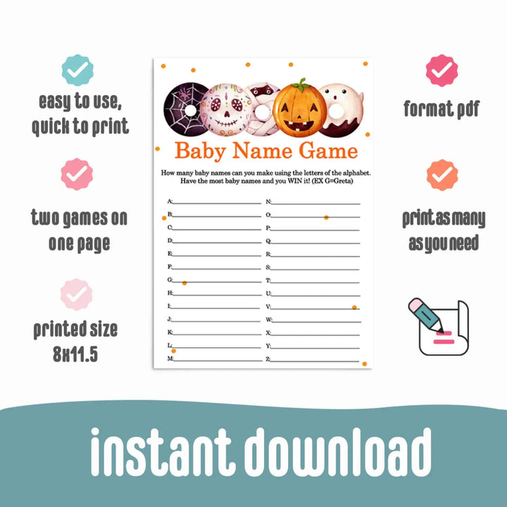 A Little Pumpkin Baby Shower Name Race Game Printable  PDF Download Halloween - Paper Clever Party