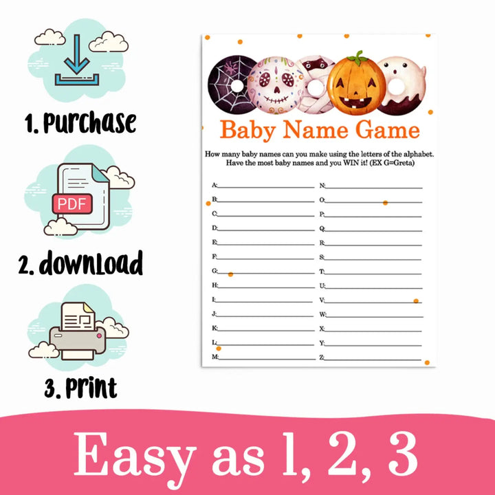 A Little Pumpkin Baby Shower Name Race Game Printable  PDF Download Halloween - Paper Clever Party