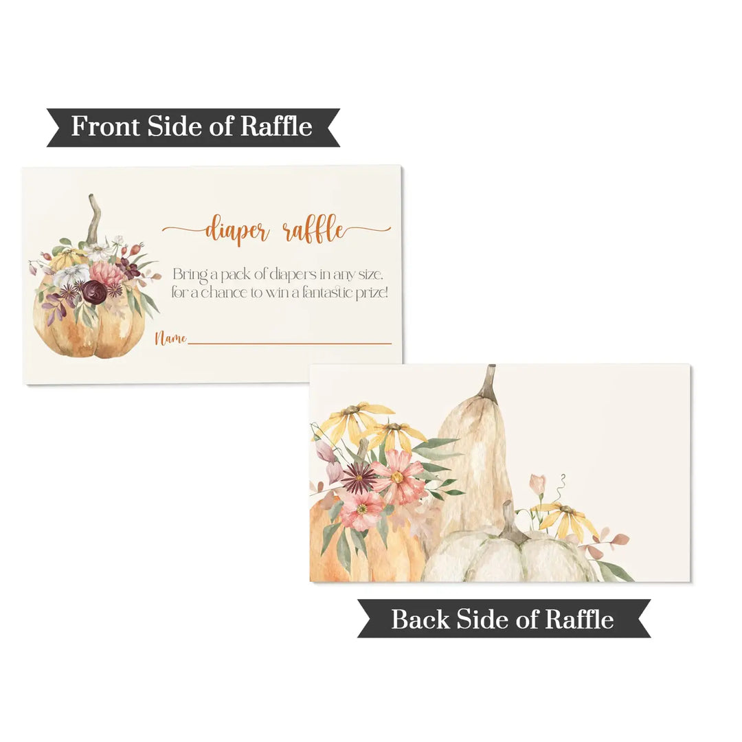 Our Little Pumpkin Diaper Raffle Tickets, Baby Shower Games, Invitation Inserts, Pack of 25 - Paper Clever Party