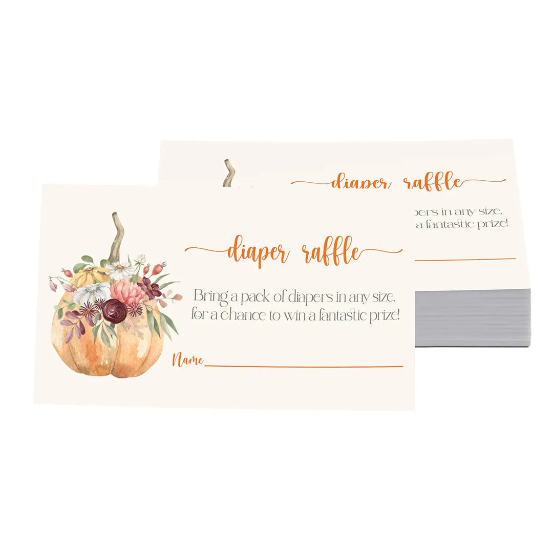 Our Little Pumpkin Diaper Raffle Tickets, Baby Shower Games, Invitation Inserts, Pack of 25 - Paper Clever Party