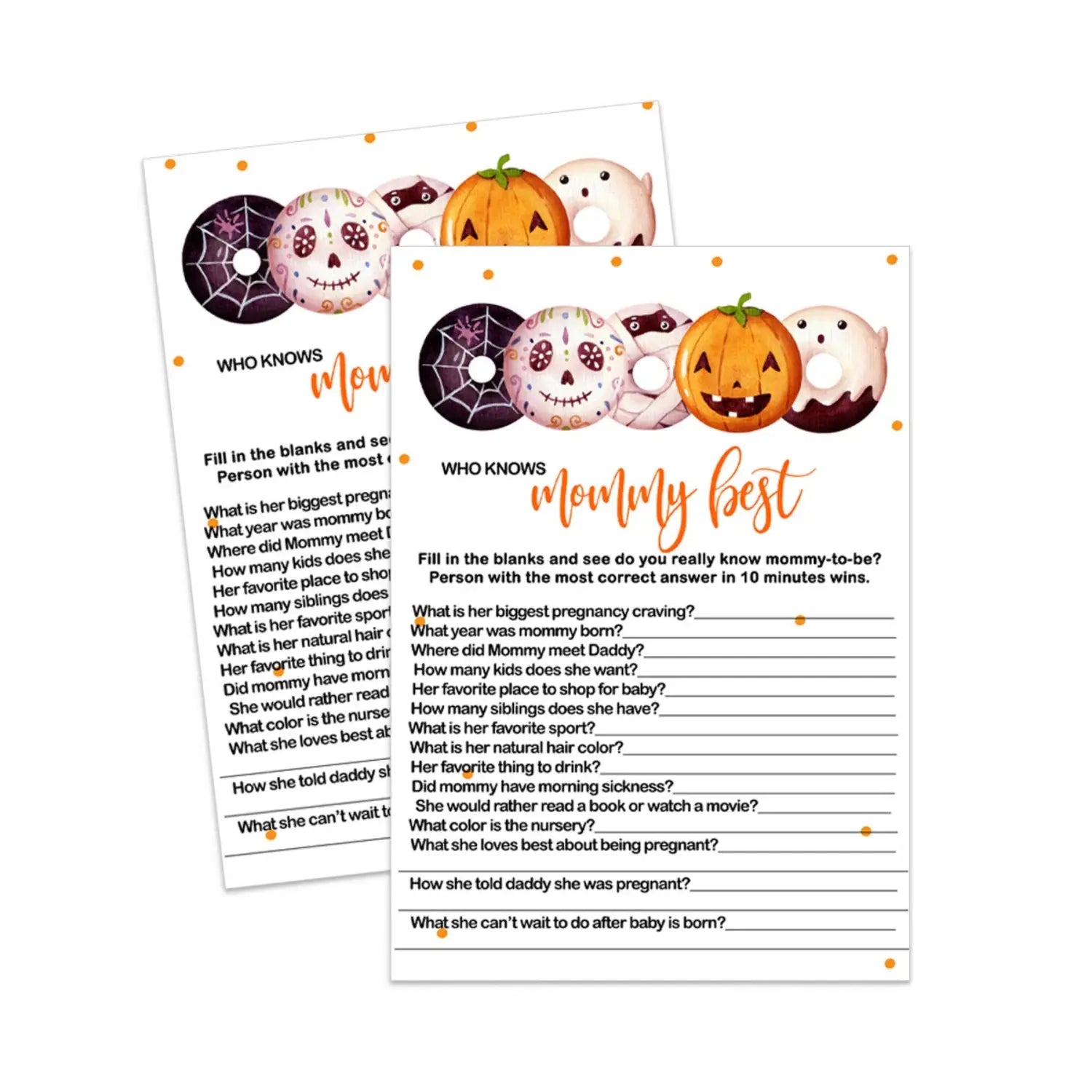 A little pumpkin who knows the mommy best baby shower game printable pdf instant digital download for diy fun halloween