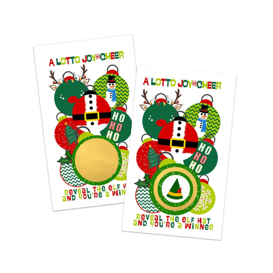 Lotto Christmas Cheer Scratch Off Game Cards (30 Pack) Festive Fun Holiday Party Activities for Adults, Groups, Event Raffles for Prizes - Paper Clever Party