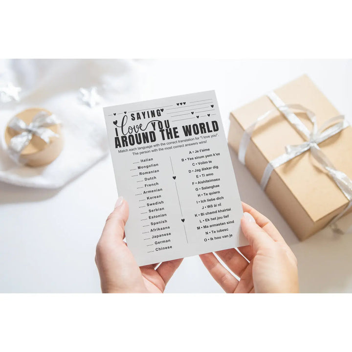 Love Language Guessing Game - Fun Bridal Shower Printable PDF - Paper Clever Party