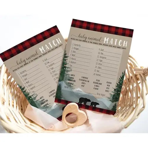 Lumberjack baby shower animal matching game (25 pack) - party games
