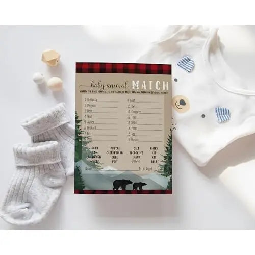 Lumberjack baby shower animal matching game (25 pack) - party games