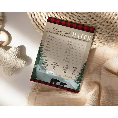 Lumberjack baby shower animal matching game (25 pack) - party games