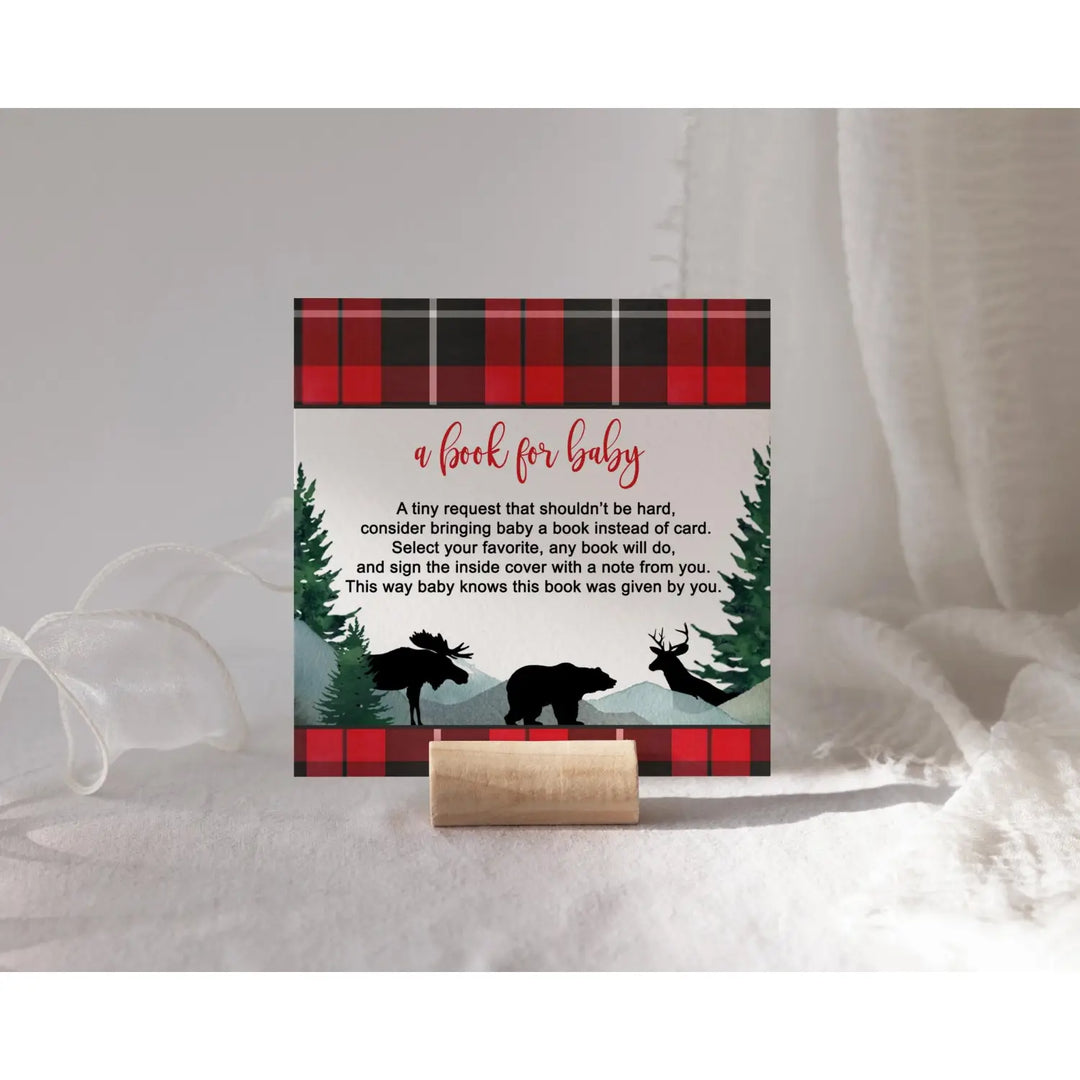 Lumberjack Books for Baby Shower Invitation Insert, 4x4, 25 Pack - Paper Clever Party