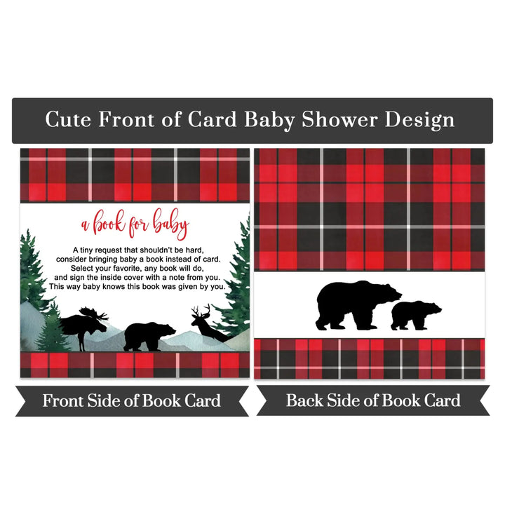 Lumberjack Books for Baby Shower Invitation Insert, 4x4, 25 Pack - Paper Clever Party