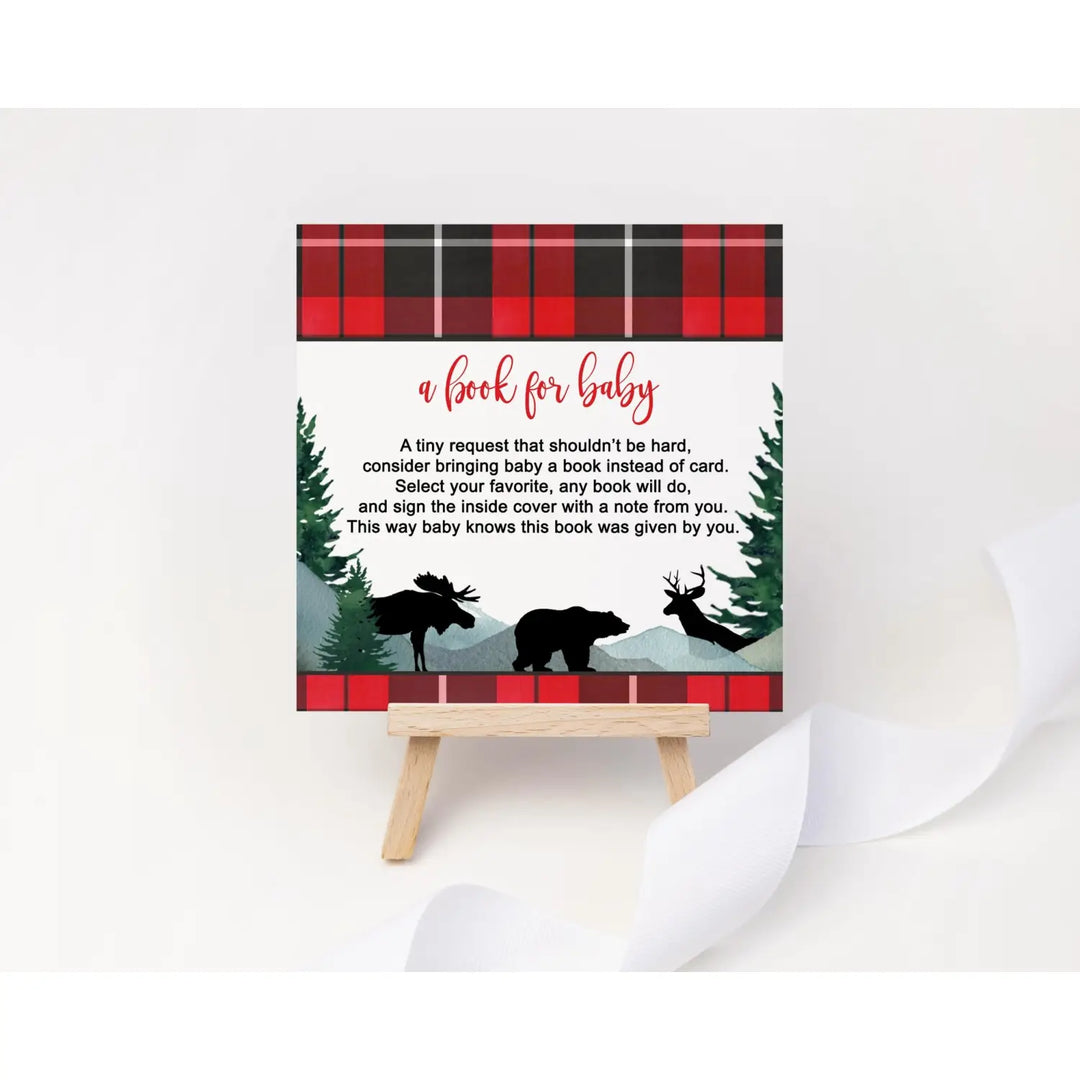 Lumberjack Books for Baby Shower Invitation Insert, 4x4, 25 Pack - Paper Clever Party