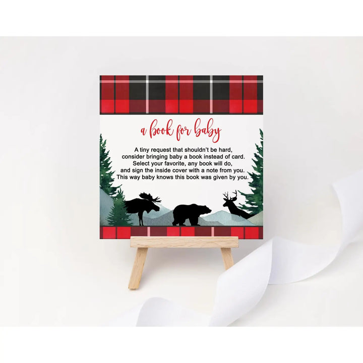 Lumberjack Books for Baby Shower Invitation Insert, 4x4, 25 Pack - Paper Clever Party