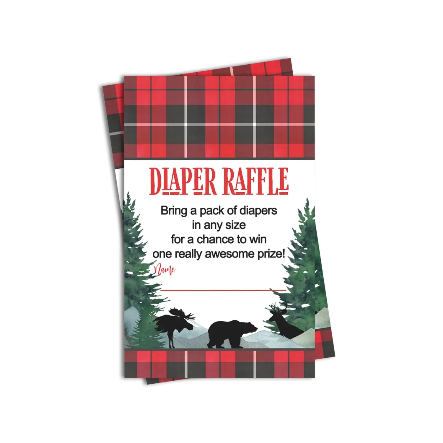 Lumberjack diaper raffle tickets - baby shower game inserts by paper clever party 25 pack - games