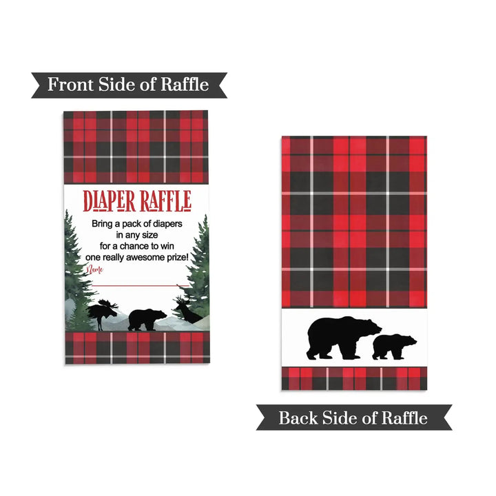 Lumberjack Diaper Raffle Tickets - Baby Shower Game Inserts by Paper Clever Party, 25 Pack - Paper Clever Party