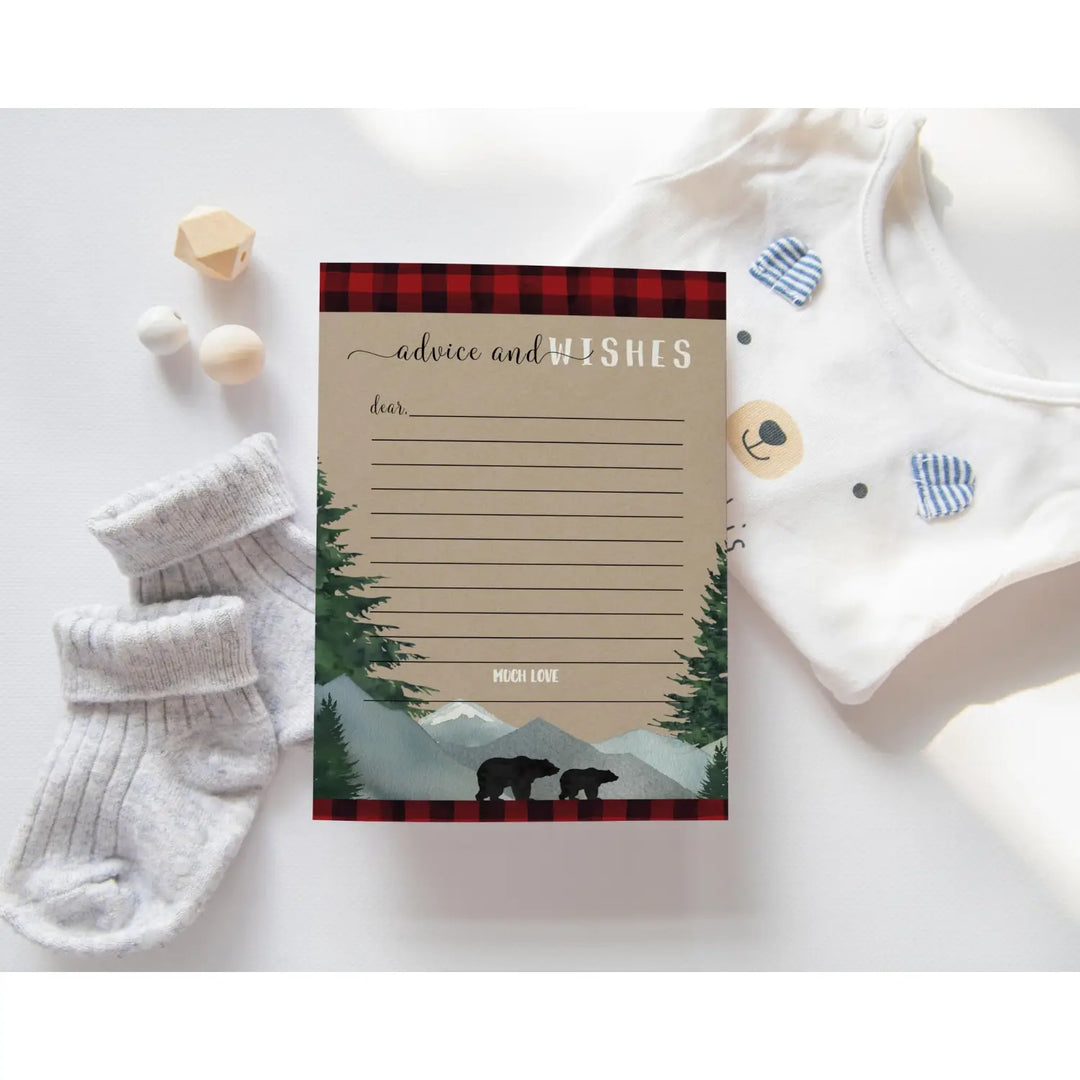 Lumberjack Theme Baby Shower Advice Cards - Paper Clever Party