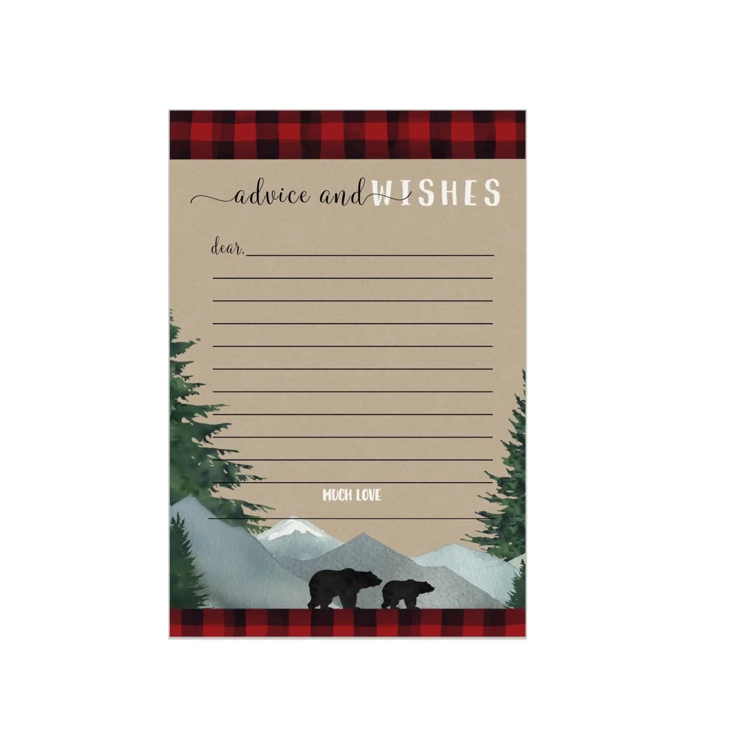 Lumberjack theme baby shower advice cards - party games