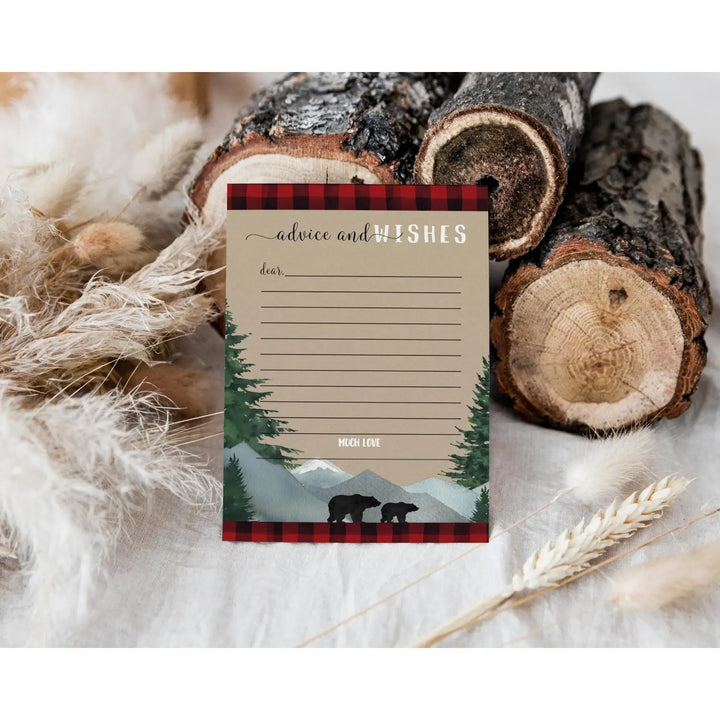 Lumberjack Theme Baby Shower Advice Cards - Paper Clever Party