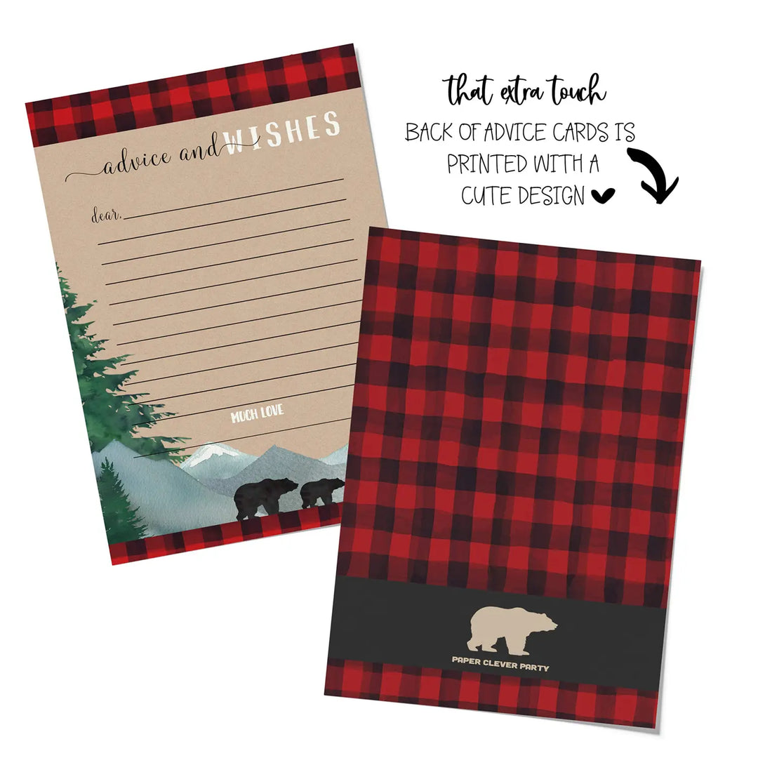 Lumberjack Theme Baby Shower Advice Cards - Paper Clever Party