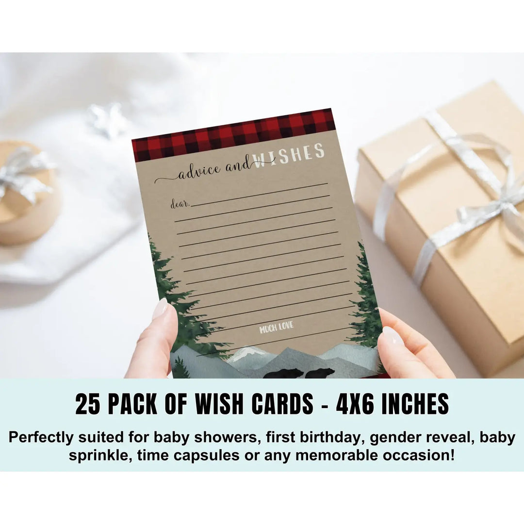 Lumberjack Theme Baby Shower Advice Cards - Paper Clever Party