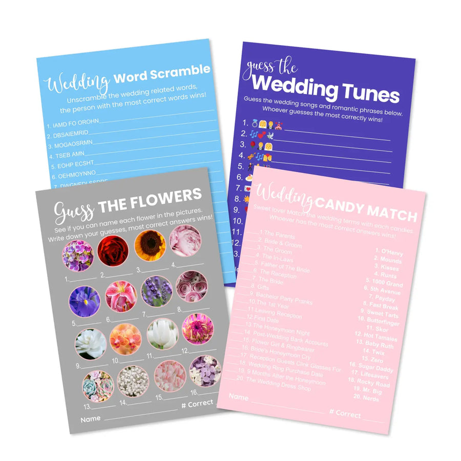 Luna moon bridal shower game bundle - instant download of 4 fun wedding games with answer keys - party