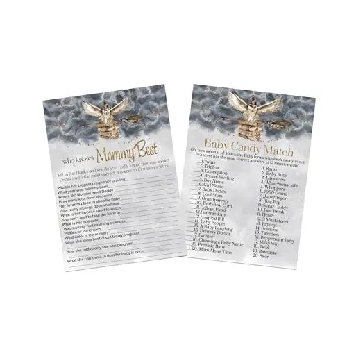 “Enchanted Evening” - Magic Owl Baby Shower Game Set, Black & Gold Wizard Theme, 5x7 Cards (25 ct) - Paper Clever Party