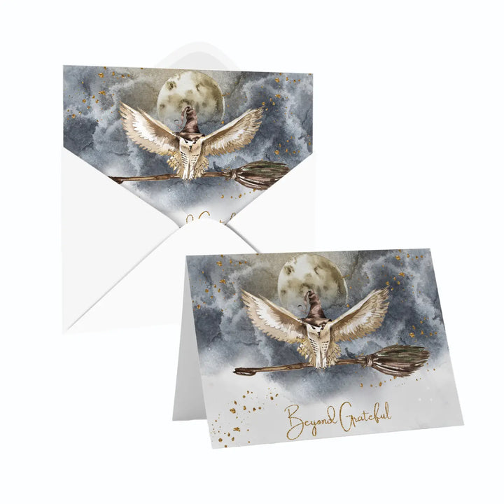 Magic Owl Thank You Cards - Enchanting 25-Pack Notecards Set with Envelopes for Special Events - Paper Clever Party