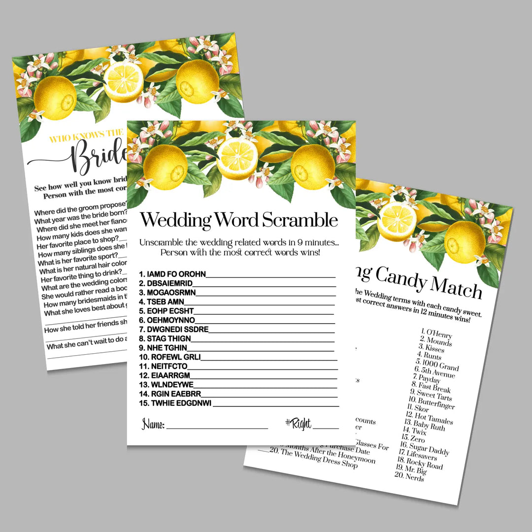 Main squeeze bridal shower game instant download fun lemon and greenery printable wedding activities pdf - party games