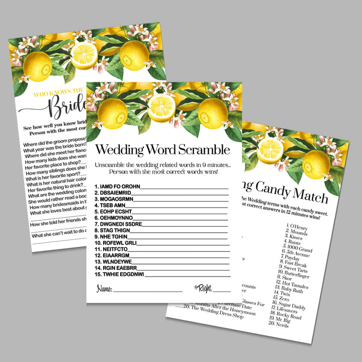 Main squeeze bridal shower game instant download fun lemon and greenery printable wedding activities pdf - party games