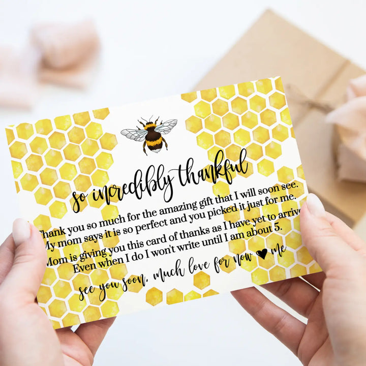 Mama Bee Baby Shower Thank You Cards – Bumblebee Notecards with Envelopes (Pack of 25) - Paper Clever Party