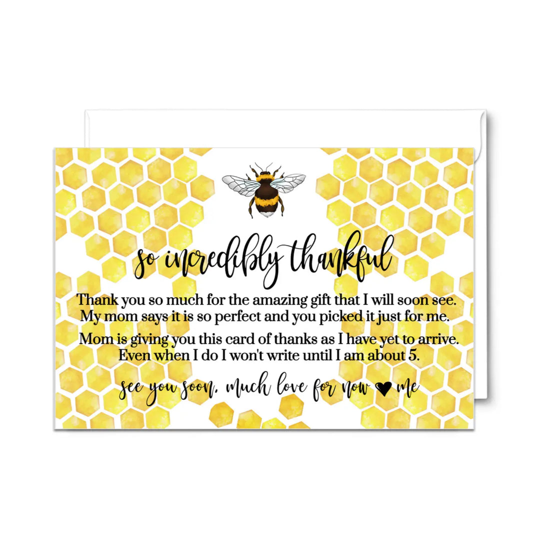 Mama Bee Baby Shower Thank You Cards – Bumblebee Notecards with Envelopes (Pack of 25) - Paper Clever Party