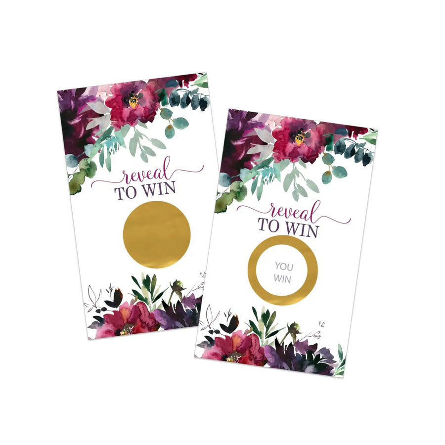 Mauve blossom scratch off game cards (28 pack) guest prize activity - party games