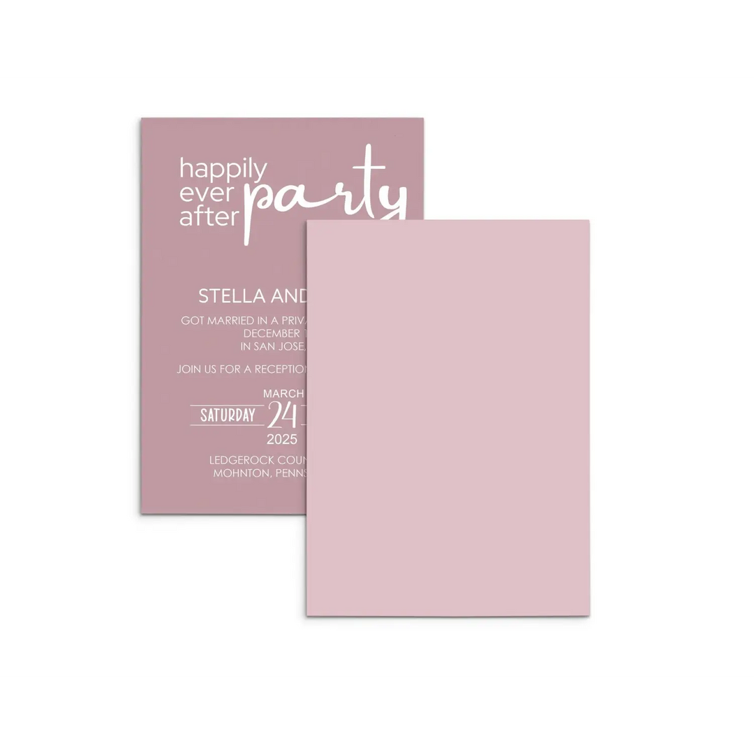 Mauve Romance Happily Ever After Invitations Wedding Reception - Paper Clever Party