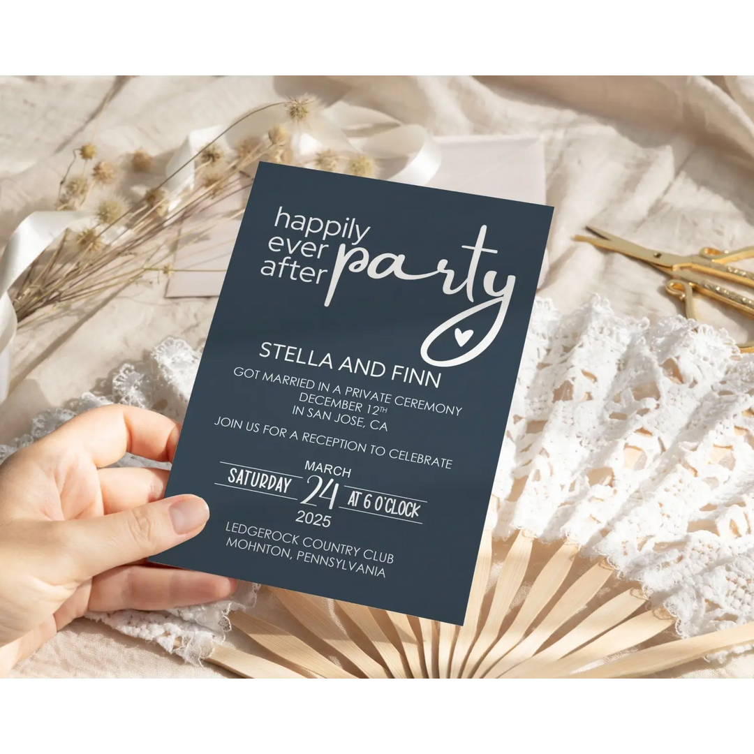 Midnight Sky Wedding Invitations for Happily Ever After Reception Personalized Cards - Paper Clever Party