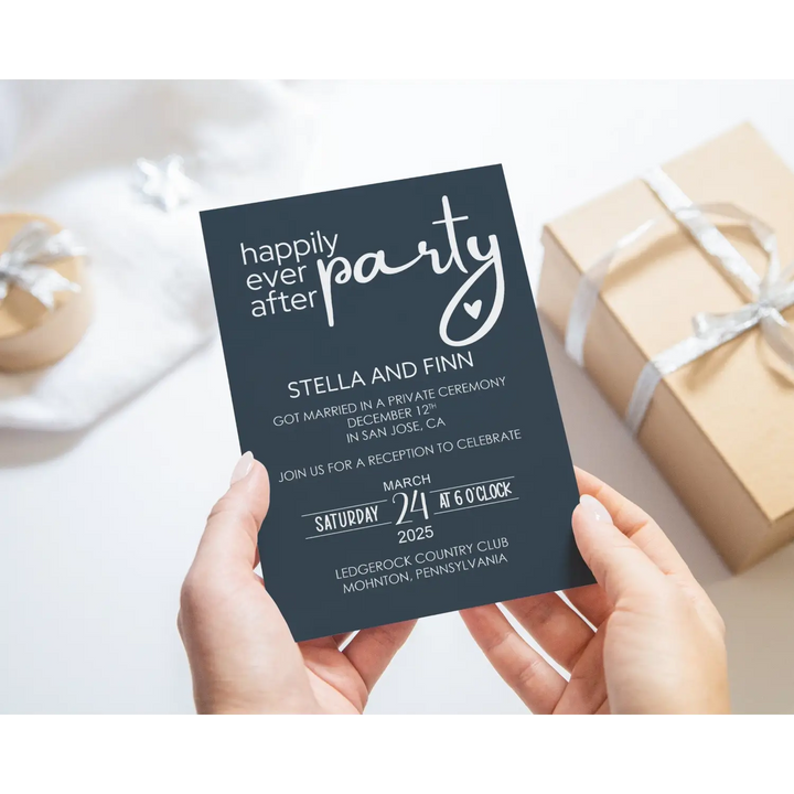 Midnight Sky Wedding Invitations for Happily Ever After Reception Personalized Cards - Paper Clever Party