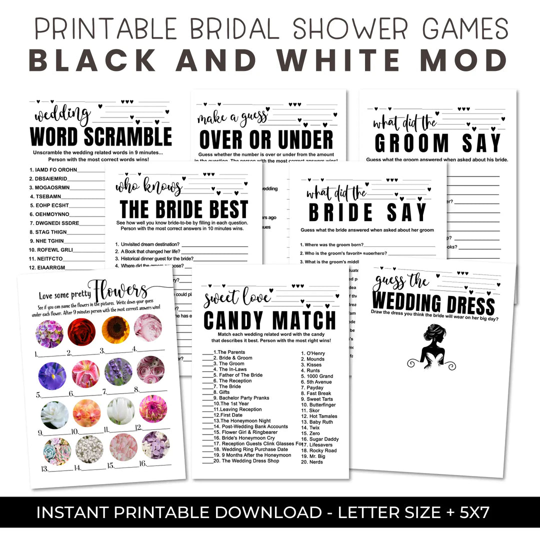 Modern bridal shower game instant download printable engaging wedding activities pdf format - party games
