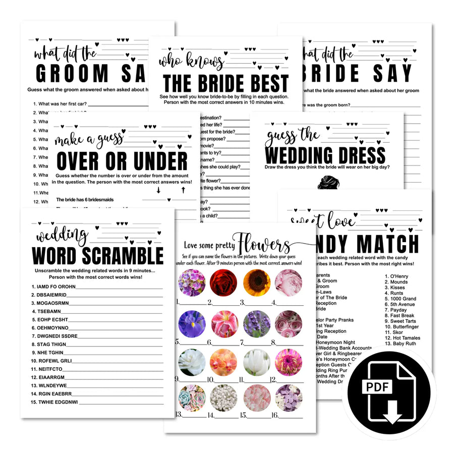 Modern bridal shower game instant download printable engaging wedding activities pdf format - party games