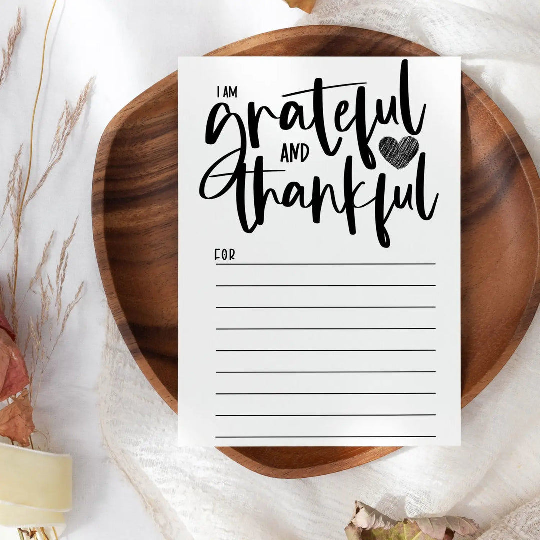 Modern Calligraphy Gratitude Cards Pack - 25 Elegant Black & White 4x6 Thankful Note for Christmas Thanksgiving Daily