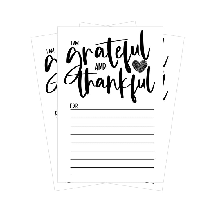 Modern Calligraphy Gratitude Cards Pack - 25 Elegant Black & White 4x6 Thankful Note for Christmas Thanksgiving Daily