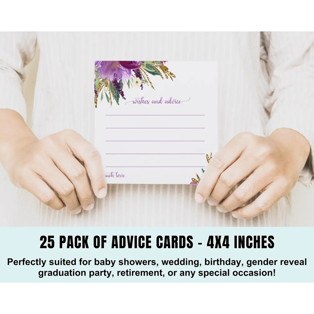 Modern Lilac & Gold Advice Cards - Paper Clever Party