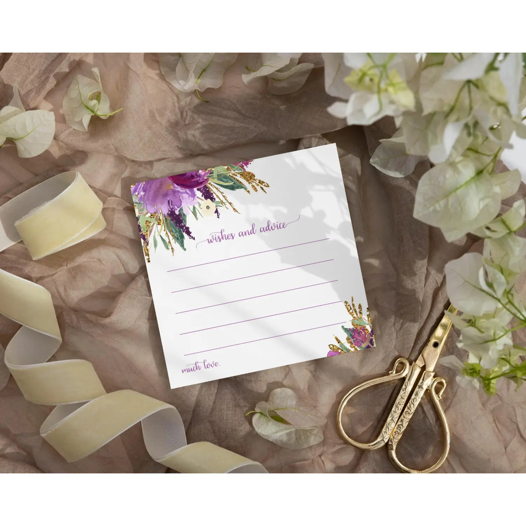 Modern Lilac & Gold Advice Cards - Paper Clever Party