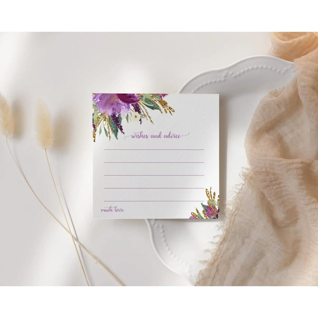 Modern Lilac & Gold Advice Cards - Paper Clever Party