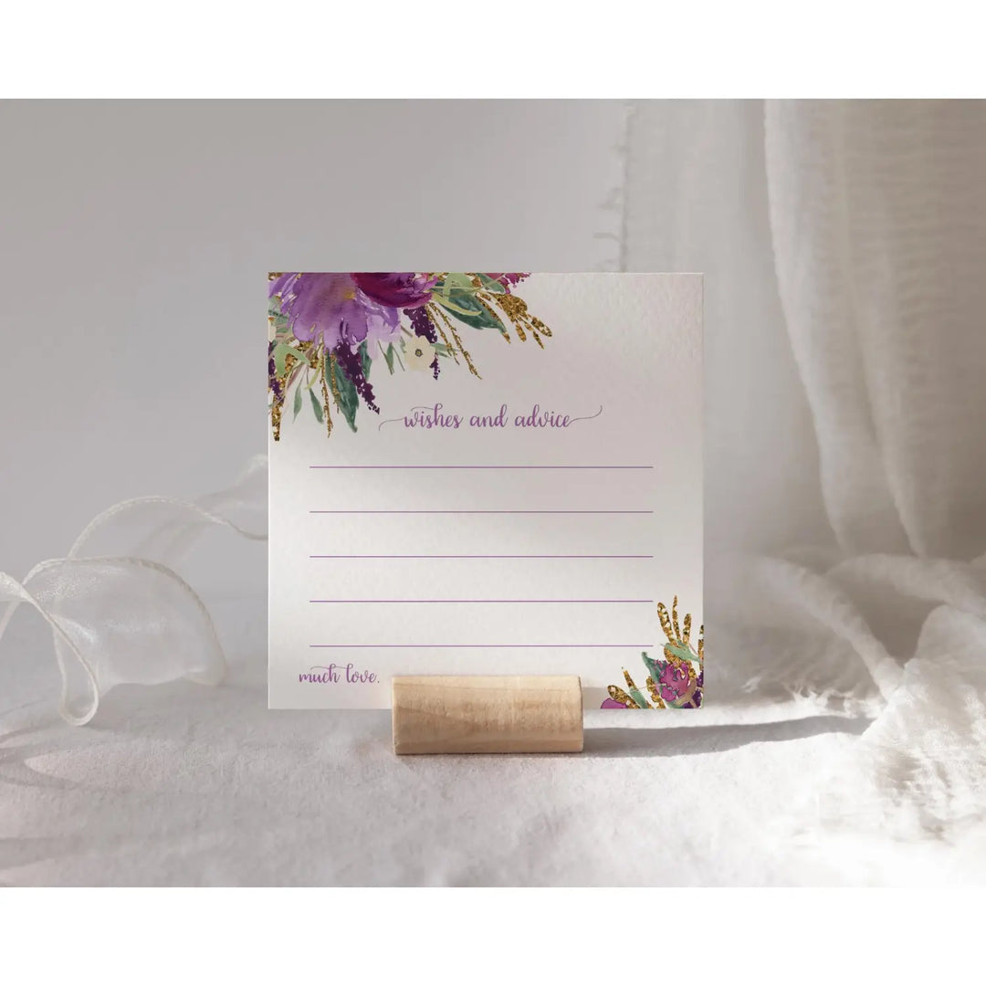 Modern Lilac & Gold Advice Cards - Paper Clever Party